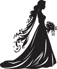 Wedded Beauty Monochrome Bride Logo Brides Aura Black Vector Emblem