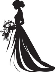 Glamorous Bride Portrait Vector Emblem Ethereal Bridal Beauty Black Icon