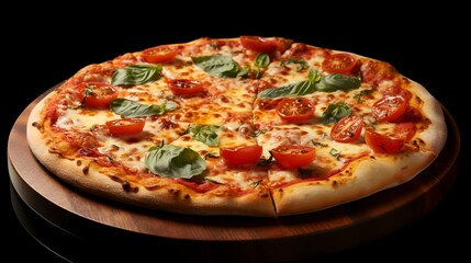 Pizza Margherita - Isolated on Transparent Background
