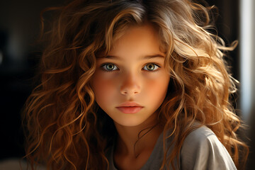 Naklejka premium yper-realistic The face of this charming girl impresses with its striking attractiveness, and her delicate features harmoniously blend, creating a unique image of aesthetic beauty,HD,macro photographу
