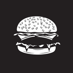 Flavorful Essence Black Burger Delicious Delight Monochrome Burger Emblem
