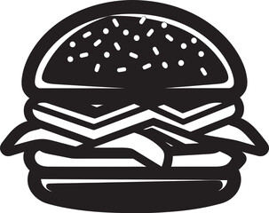 Burger Enigma Vector Black Logo Gourmet Flavor Black Vector Emblem