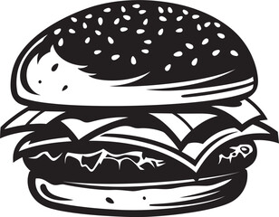 Burger Essence Black Vector Logo Tasty Mystery Vector Burger Icon