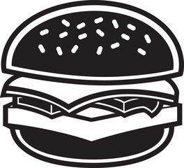 Yummy Bite Black Burger Icon Classic Burger Harmony Monochrome Design