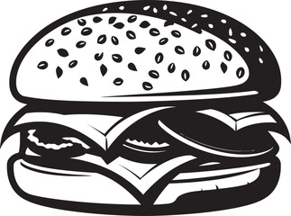 Tasty Fast Food Monochrome Burger Logo Chic Burger Silhouette Black Icon Design