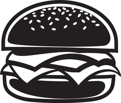 recommend clip art: Delightful Burger Black Vector Emblem Juicy Bite Monochrome Burger Symbol
