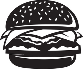Iconic Burger Design Black Emblem Sizzling Flavor Burger Vector