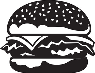 Classic Burger Harmony Monochrome Design Iconic Burger Design Black Vector