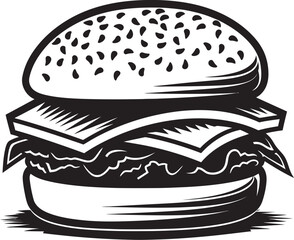 Gourmet Flavor Black Vector Emblem Tempting Bite Black Burger Icon
