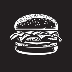 Chic Burger Elegance Black Icon Delightful Burger Black Vector Emblem