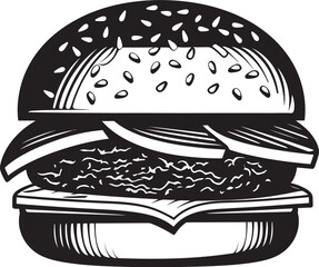 Burger Enigma Vector Black Logo Gourmet Flavor Black Vector Emblem