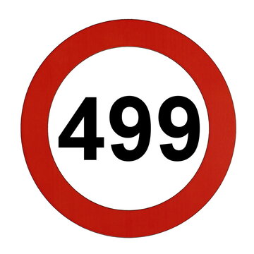 Illustration des Stra&szlig;enverkehrszeichens "Maximale Geschwindigkeit 499 Kilometer pro Stunde"	