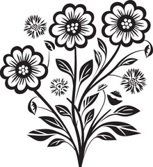 Creative Doodle Charm Doodle Icon Whimsical Flower Illustration Black Emblem