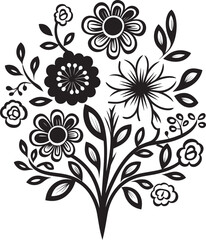 Doodle Garden Black Vector Emblem Blossom Sketches Doodle Flower Icon