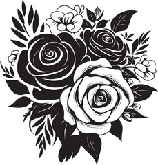 Intricate Blooms Monochrome Vector Icon Simplistic Floral Charm Black Logo