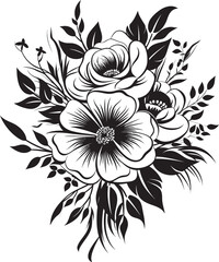Simplistic Floral Charm Black Logo Timeless Bouquet Design Monochrome Symbol