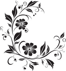 Vineyard Beauty Black Vector Icon Wine infused Blooms Monochrome Logo