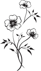 Botanical Vine Essence Monochrome Design Floral Wine Symphony Black Emblem