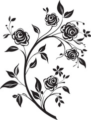 Fototapeta na wymiar Wine blushed Blossoms Monochrome Logo Floral Wine Sketch Black Design