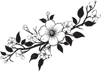 Floral Wine Harmony Monochrome Logo Wine and Blossoms Black Design