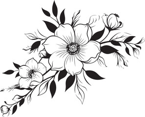 Vineyard Beauty Black Vector Icon Wine infused Blooms Monochrome Logo