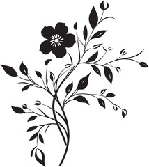Fototapeta na wymiar Vineyard Flourish Black Vector Icon Wine and Petals Monochrome Logo