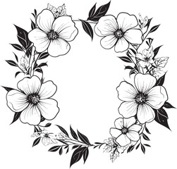 Intricate Floral Setting Monochrome Emblem Elegance in Black Floral Emblematic Frame