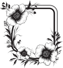 Botanical Elegance Black Vector Design Floral Border Artistry Monochrome Logo Icon