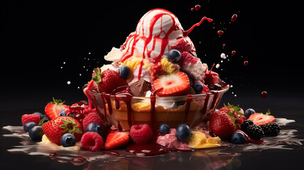 delicious ice cream with fruits