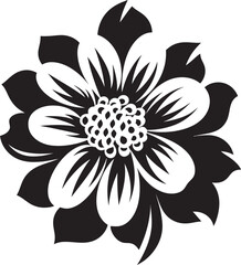 Minimalist Floral Sketch Monochrome Logo Robust Flower Outline Black Vector Symbol