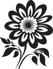Botanical Boundary Black Vector Sketch Thickened Petal Sketch Monochrome Iconic Frame
