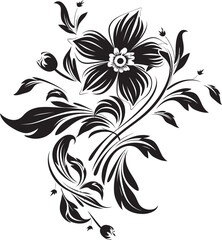 Solid Floral Essence Black Design Symbol Simple Yet Bold Outline Monochrome Emblem