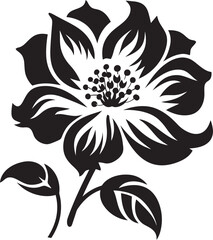 Solid Flower Outline Black Design Emblem Intricate Floral Sketch Monochrome Iconic Logo