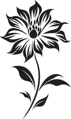 Simple Floral Framework Black Iconic Symbol Solid Blossom Sketch Monochrome Vector Emblem