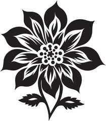 Thickened Blossom Outline Monochrome Vector Emblem Simple Bloom Structure Black Emblematic Icon