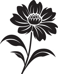 Obraz premium Simplistic Petal Framework Monochrome Iconic Design Robust Flower Sketch Black Iconic Emblem