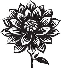 Thick Petal Border Black Vector Design Simple Outline Monochrome Flower Logo
