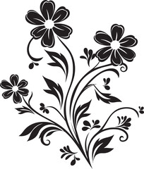 Thick Petal Frame Black Design Icon Minimalist Floral Sketch Monochrome Logo