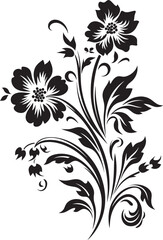 Minimalist Floral Sketch Monochrome Logo Robust Flower Outline Black Vector Symbol