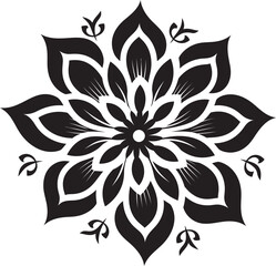 Intricate Bloom Outline Black Symbolic Design Botanical Contour Monochrome Vector Sketch