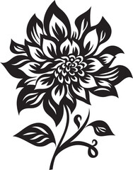 Simple Flower Sketch Black Emblematic Icon Solid Bloom Outline Monochrome Vector Design