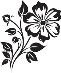 Bold Bloom Essence Monochrome Vector Emblem Thick Petal Framework Black Design Icon