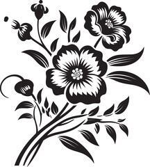 Thick Petal Framework Black Design Icon Minimalist Floral Sketch Monochrome Logo