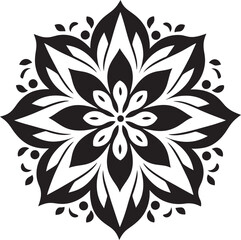 Bold Floral Contour Black Vector Design Simplistic Flower Frame Monochrome Emblematic Symbol