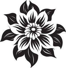 Minimalist Bloom Structure Monochrome Emblematic Design Robust Floral Boundary Black Design Symbol