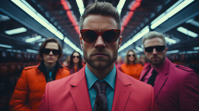 Quirky And Eccentric Male Office Worker - Low Angle Shot - Close Up Shot - Surprise - Shock - Reaction Shot - High End Business Suit 