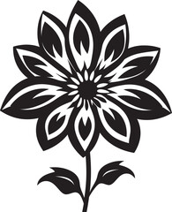 Obraz premium Bold Floral Contour Black Vector Design Simple Flower Frame Monochrome Emblematic Symbol