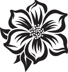 Simple Floral Framework Black Iconic Symbol Solid Blossom Sketch Monochrome Vector Emblem