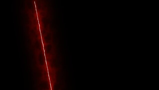 leuchtender glutroter hei&szlig;er Laserstrahl auf schwarzem Hintergrund &ndash; gl&uuml;hen Energie, Dynamik, brennen, rauch, Trenner, Technologie, Barbecue, warm