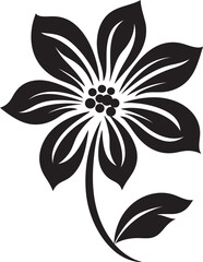 Obraz premium Thickened Blossom Sketch Monochrome Emblematic Design Simple Flower Sketch Black Emblematic Icon